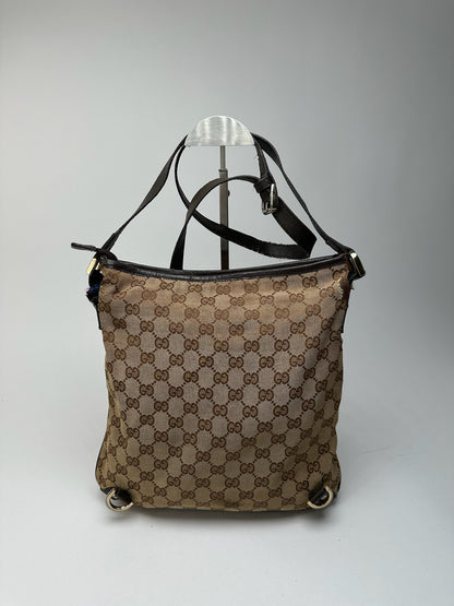 Sac bandoulière vintage Gucci en toile monogramme beige marron