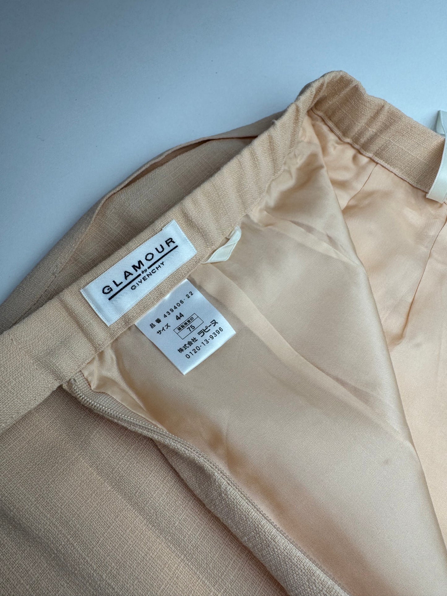 Vintage Givenchy Linen Skirt Beige Rose L/XL