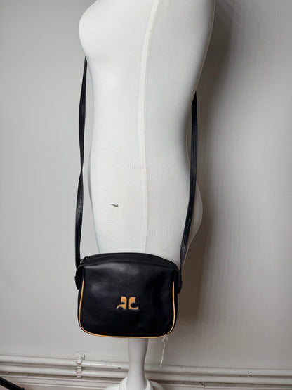Vintage Courreges Leather Crossbody Bag black