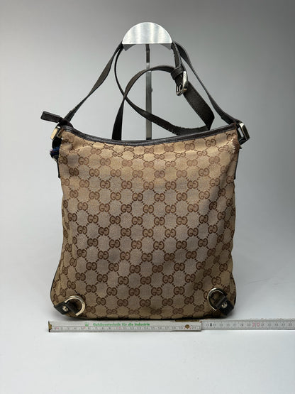 Sac bandoulière vintage Gucci en toile monogramme beige marron