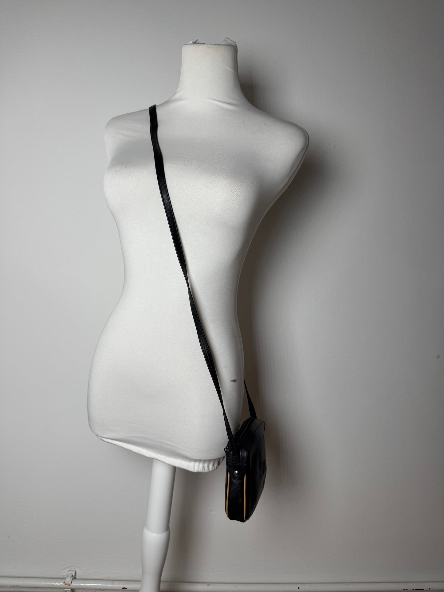 Vintage Courreges Leather Crossbody Bag black