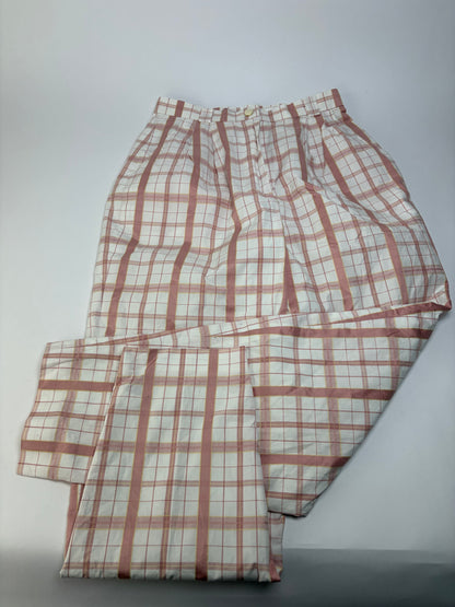 Vintage Chloe Plaid Trousers White Pink Yellow XS
