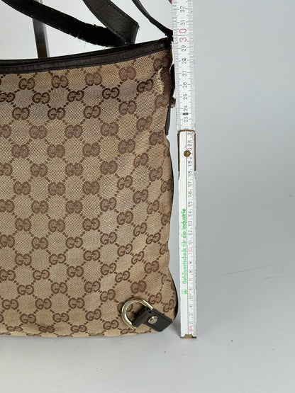 Sac bandoulière vintage Gucci en toile monogramme beige marron