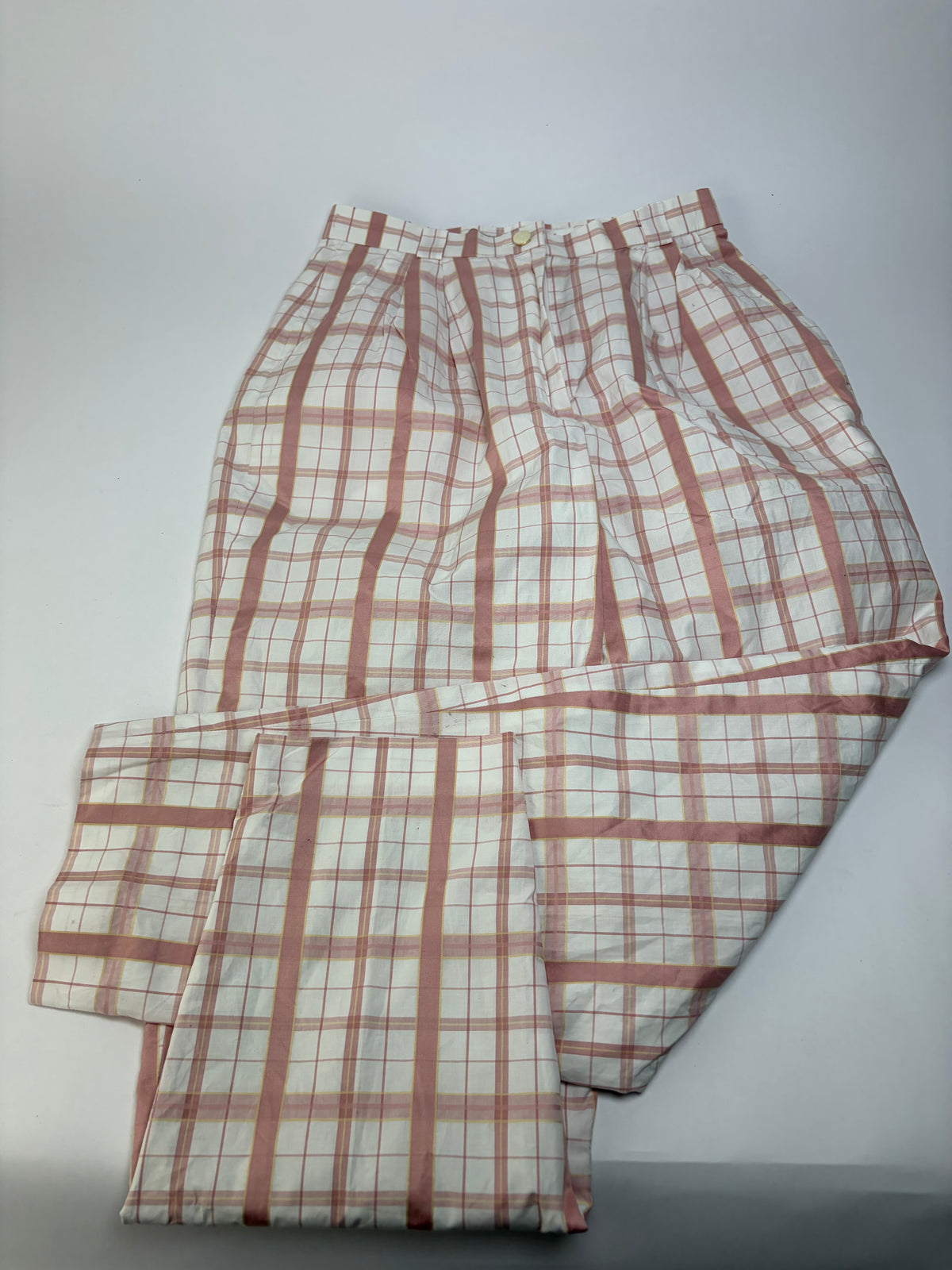 Vintage Chloe Plaid Trousers White Pink Yellow XS