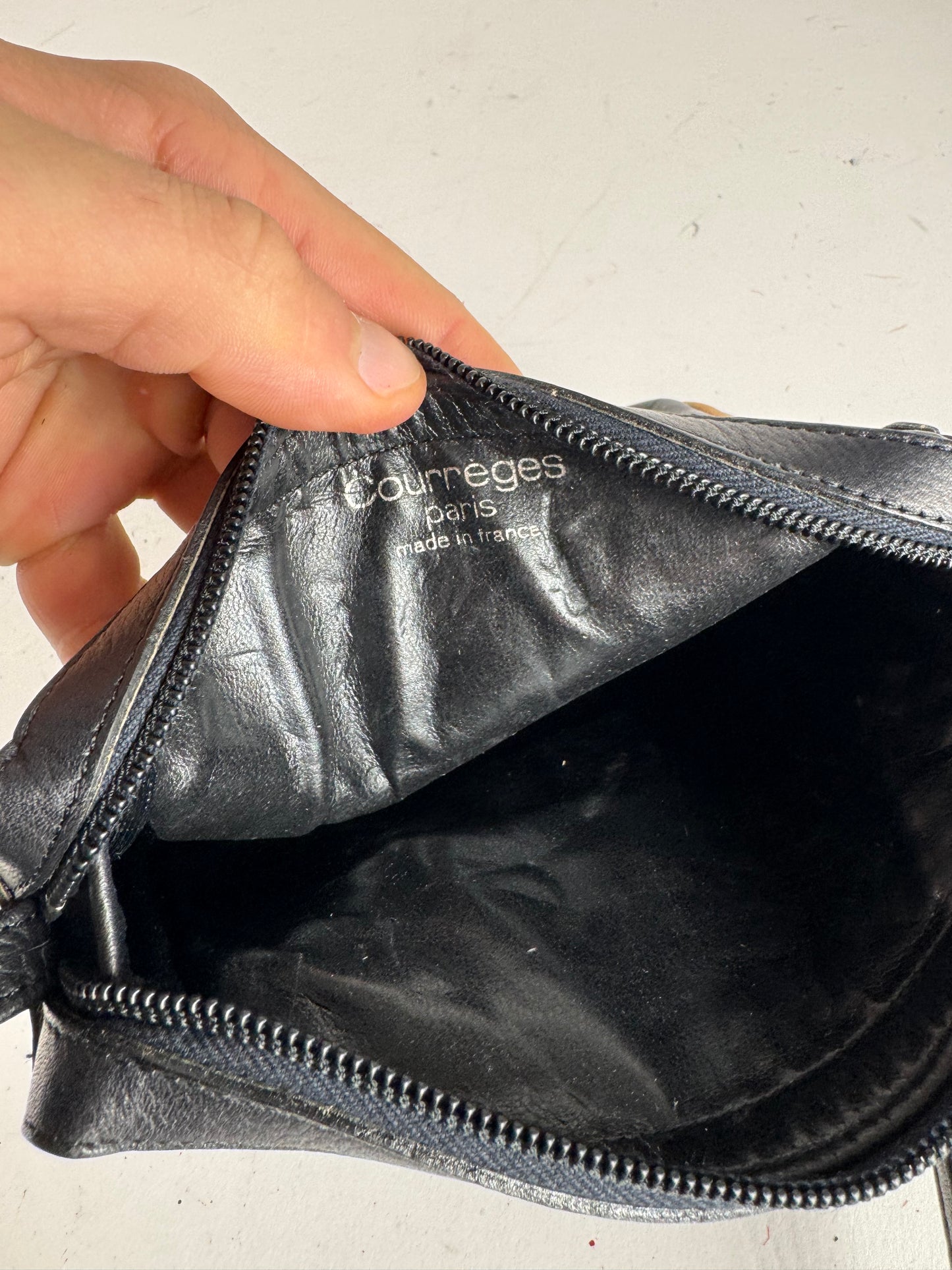 Vintage Courreges Leather Crossbody Bag black
