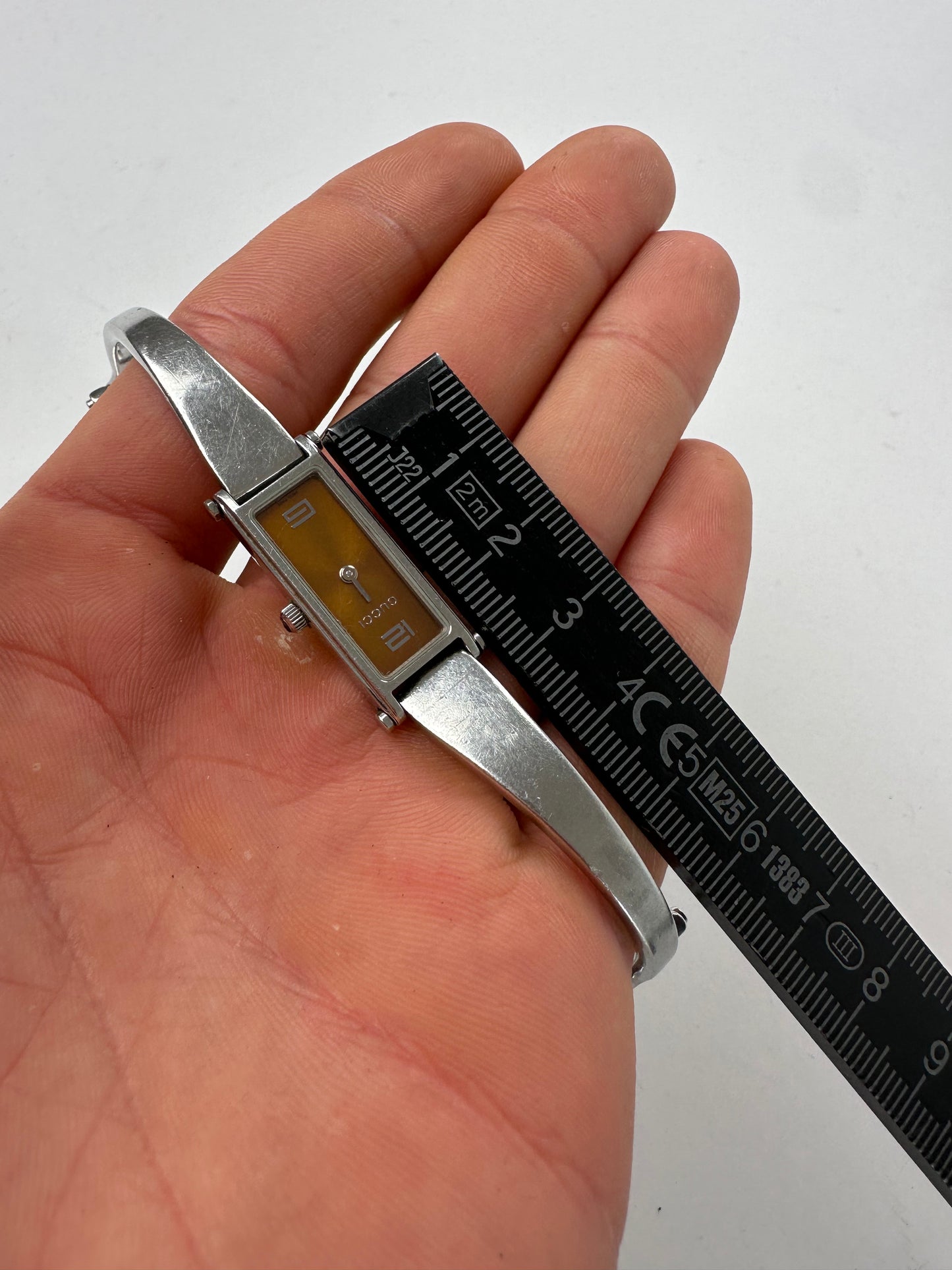 Vintage Gucci Stainless Steel Bracelet Watch Y2K Orange Silver
