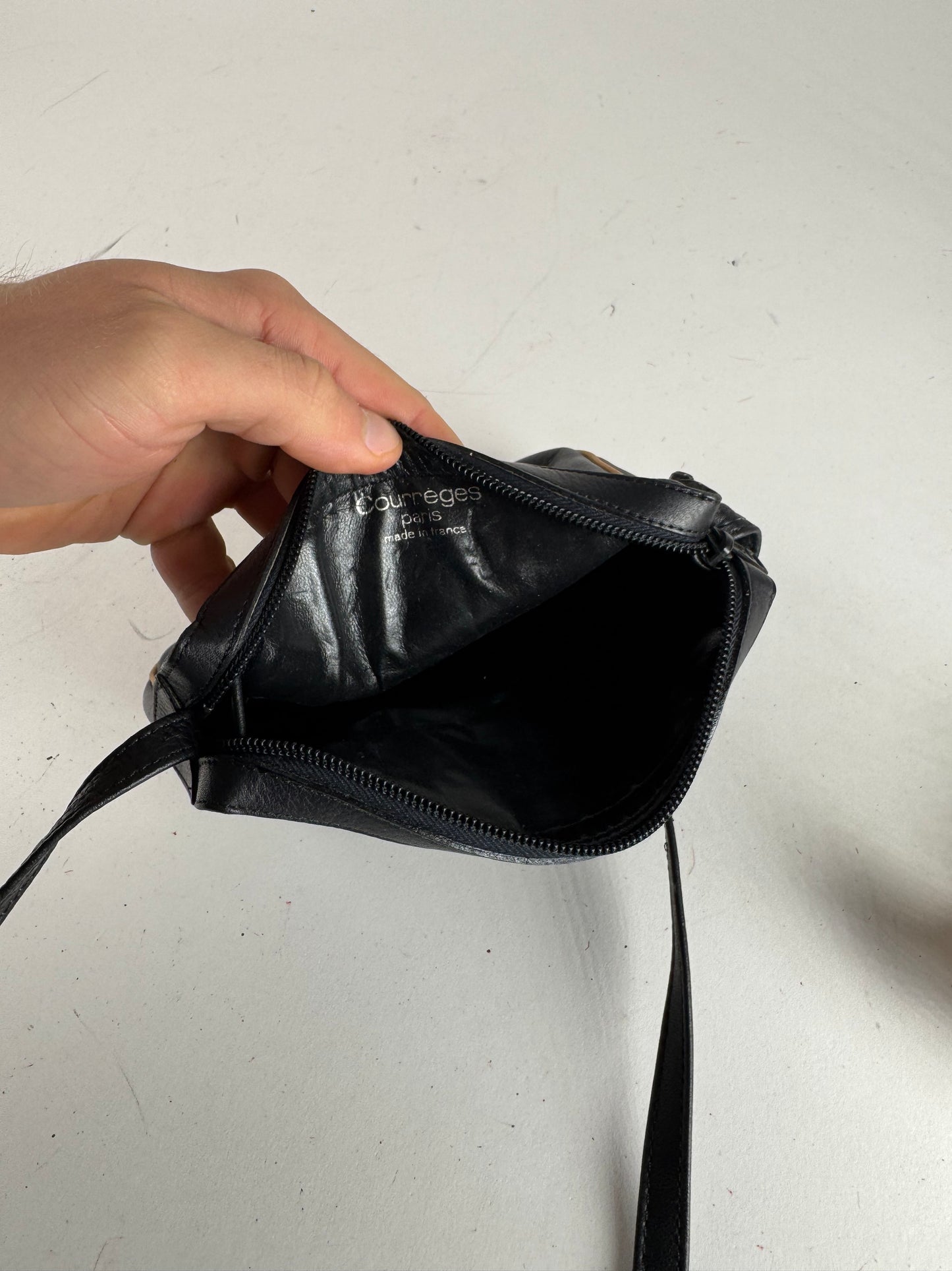 Vintage Courreges Leather Crossbody Bag black