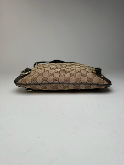 Sac bandoulière vintage Gucci en toile monogramme beige marron