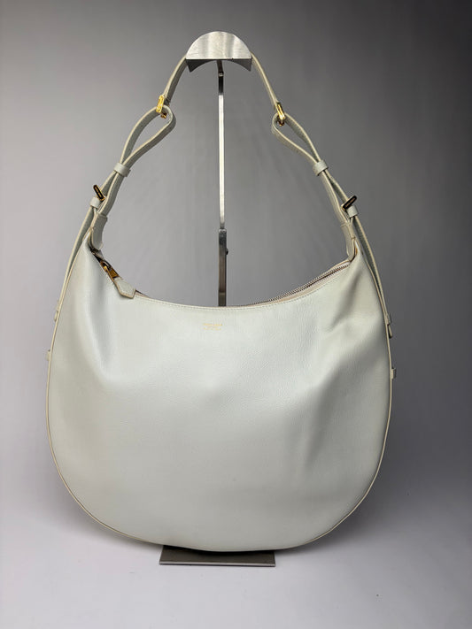 Vintage Giorgio Armani Pebbled Leather Hobo Bag White Red Lining