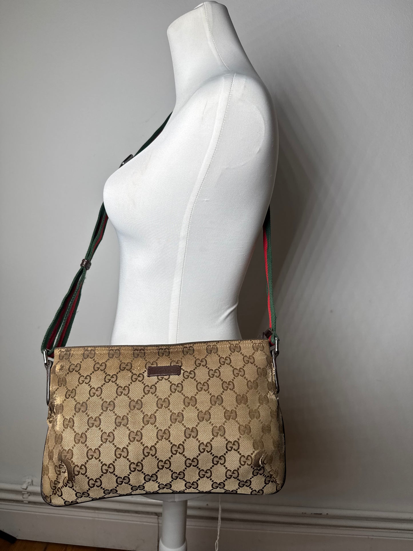 Vintage Gucci Multiway Monogram Bag Beige Brown