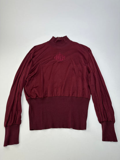 Vintage Dior Silk Turtleneck Sweater Y2K Burgundy