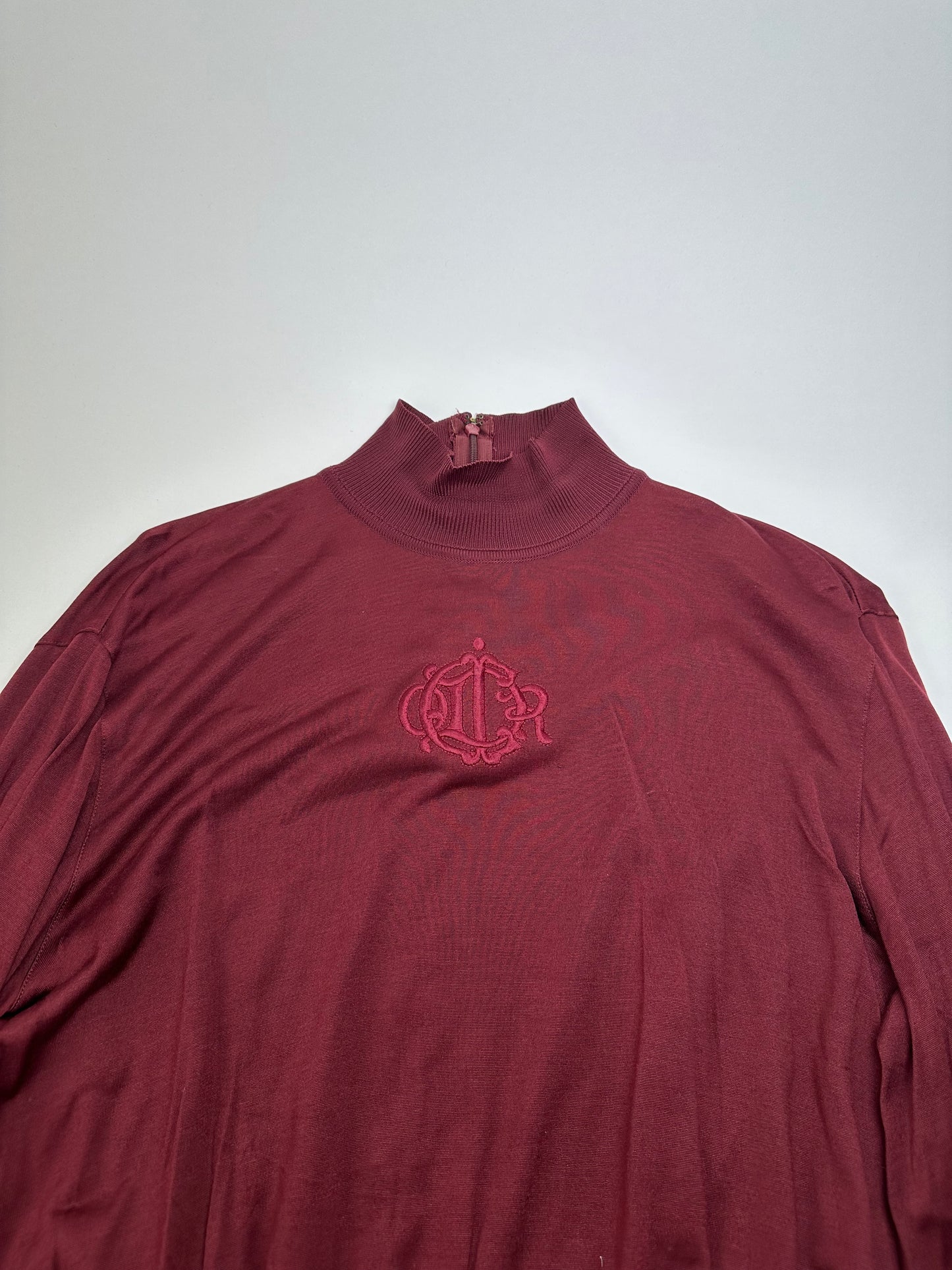 Vintage Dior Silk Turtleneck Sweater Y2K Burgundy