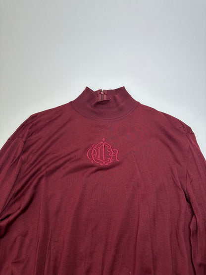 Vintage Dior Silk Turtleneck Sweater Y2K Burgundy