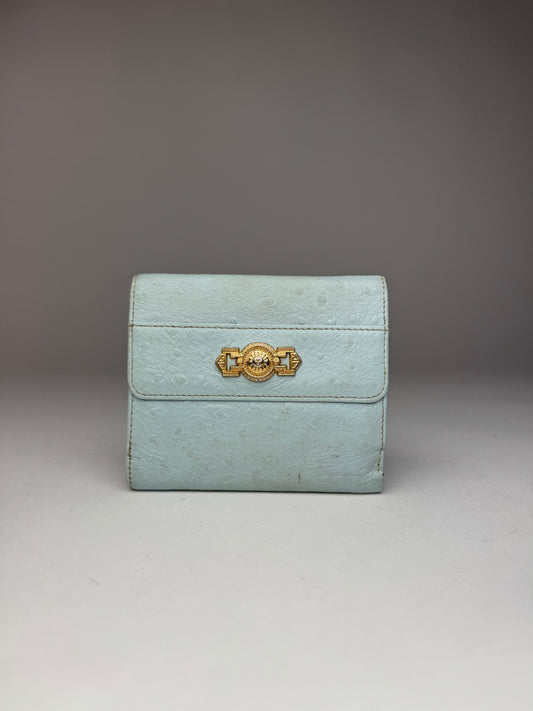 Vintage Gianni Versace Ostrich Leather Wallet light Blue