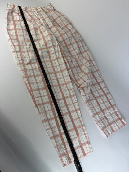 Vintage Chloe Plaid Trousers White Pink Yellow XS
