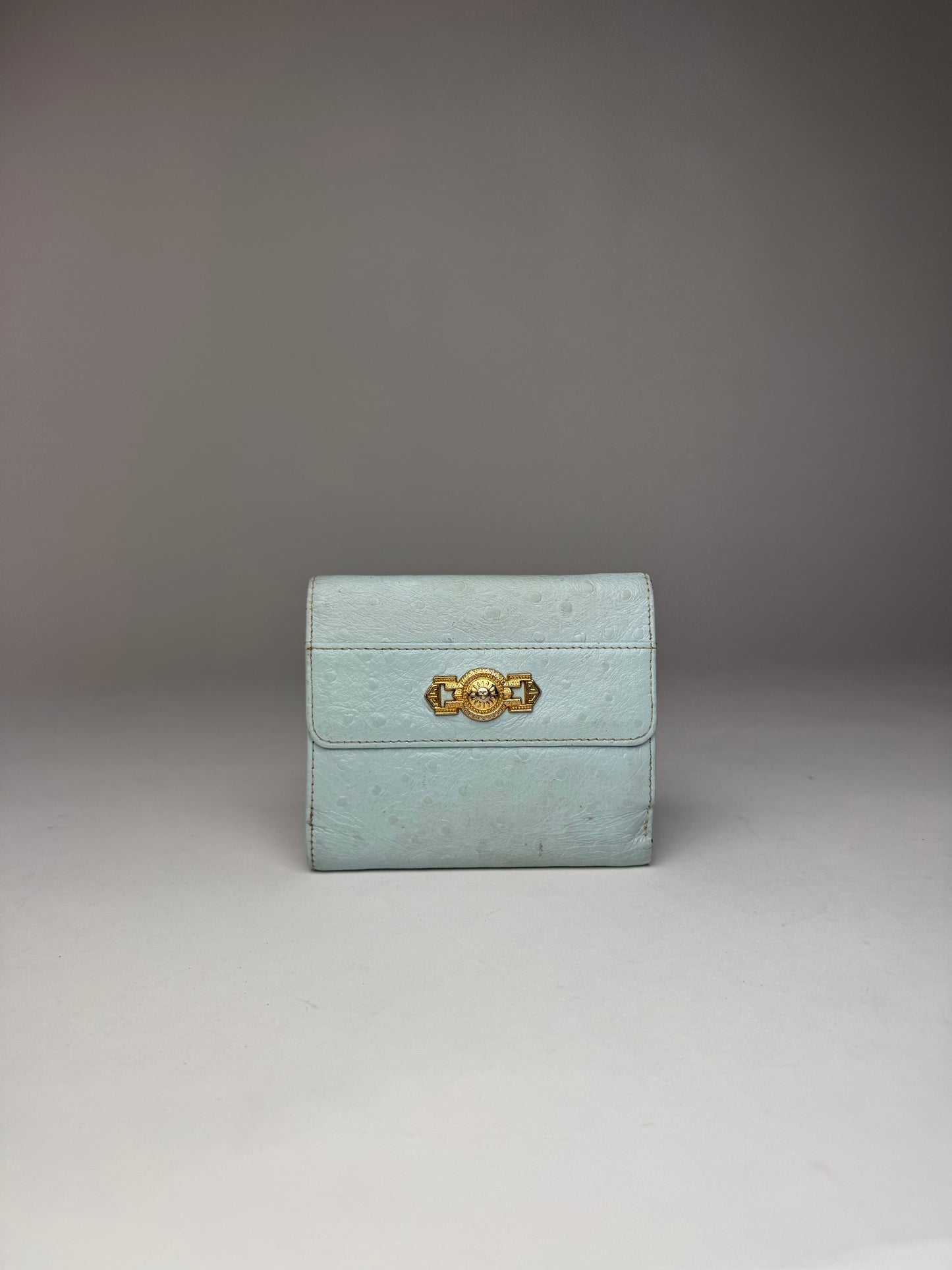 Vintage Gianni Versace Ostrich Leather Wallet light Blue