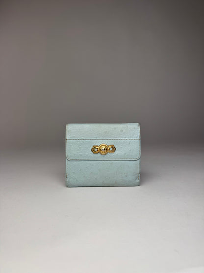 Vintage Gianni Versace Ostrich Leather Wallet light Blue
