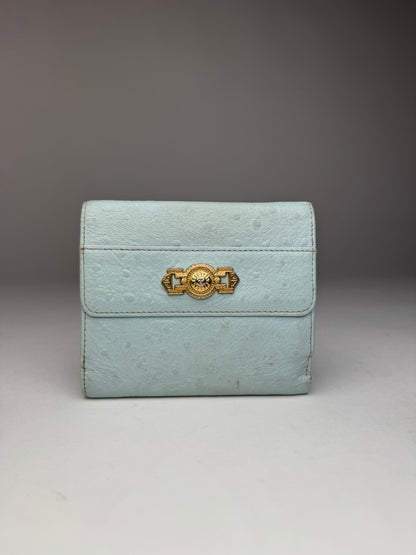 Vintage Gianni Versace Ostrich Leather Wallet light Blue