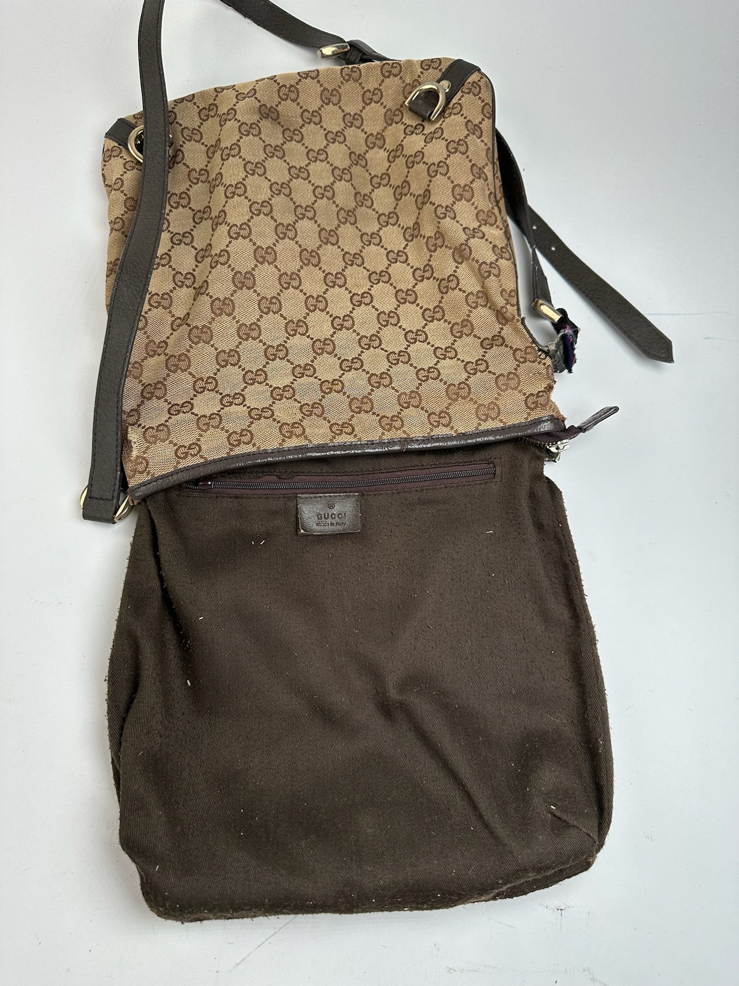 Sac bandoulière vintage Gucci en toile monogramme beige marron