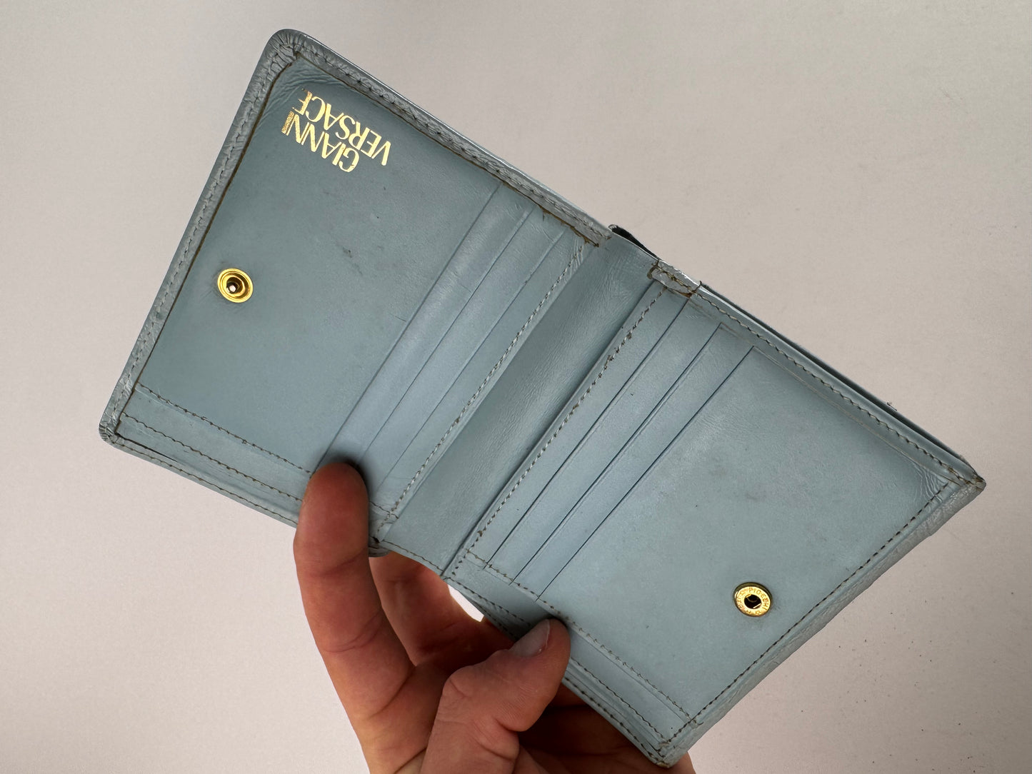 Vintage Gianni Versace Ostrich Leather Wallet light Blue