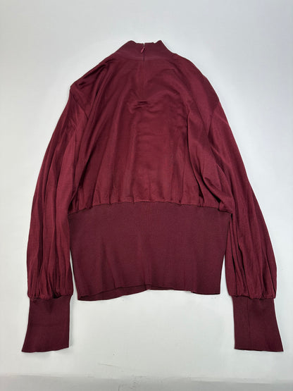 Vintage Dior Silk Turtleneck Sweater Y2K Burgundy