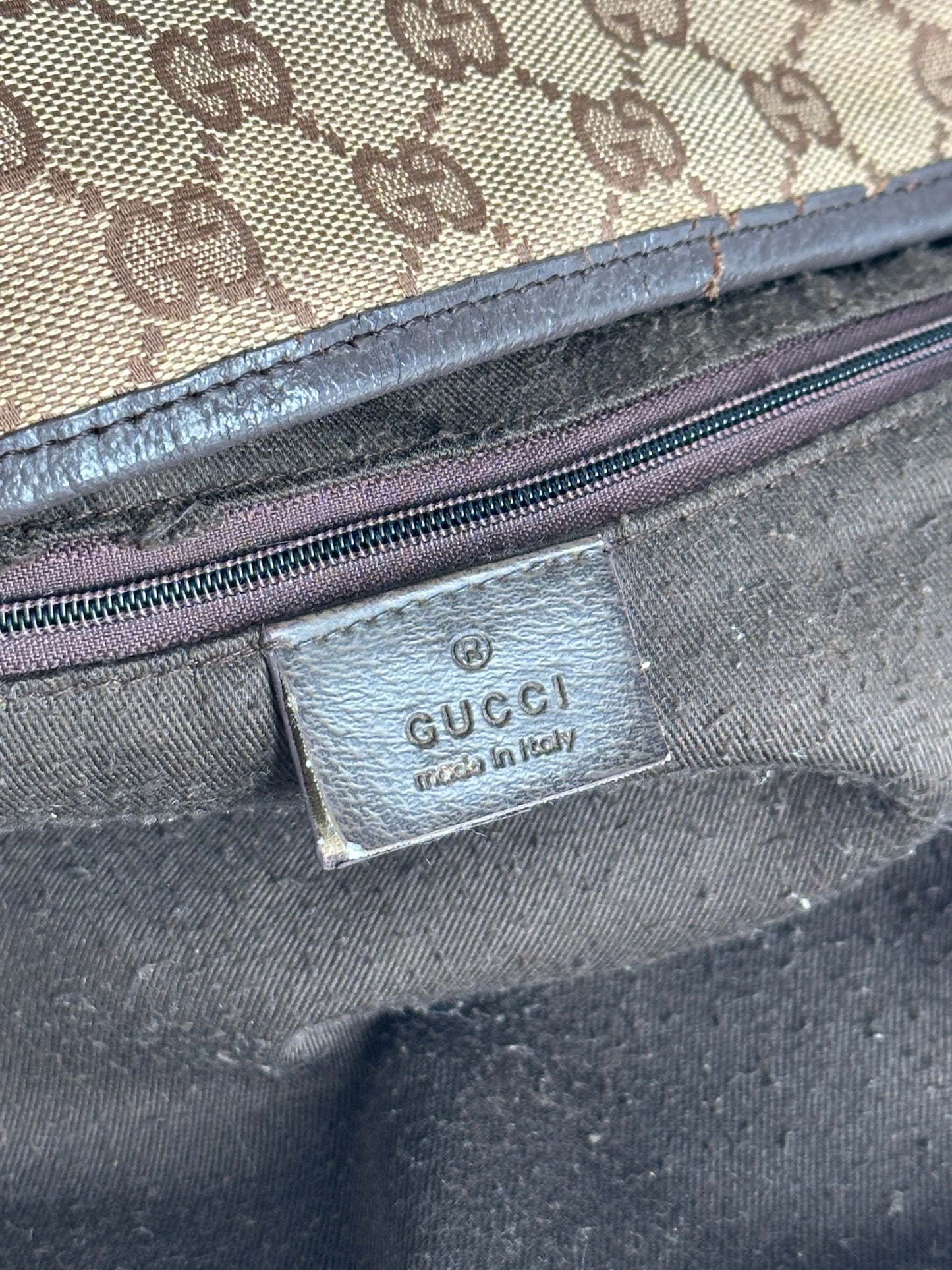 Sac bandoulière vintage Gucci en toile monogramme beige marron