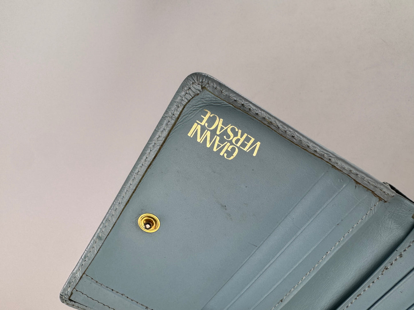 Vintage Gianni Versace Ostrich Leather Wallet light Blue
