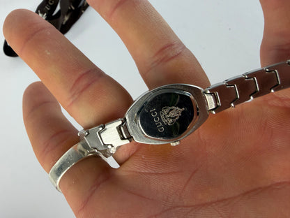 Vintage Gucci Stainless Steel Quartz Bracelet Watch Early 2000s Silver Rose Gold