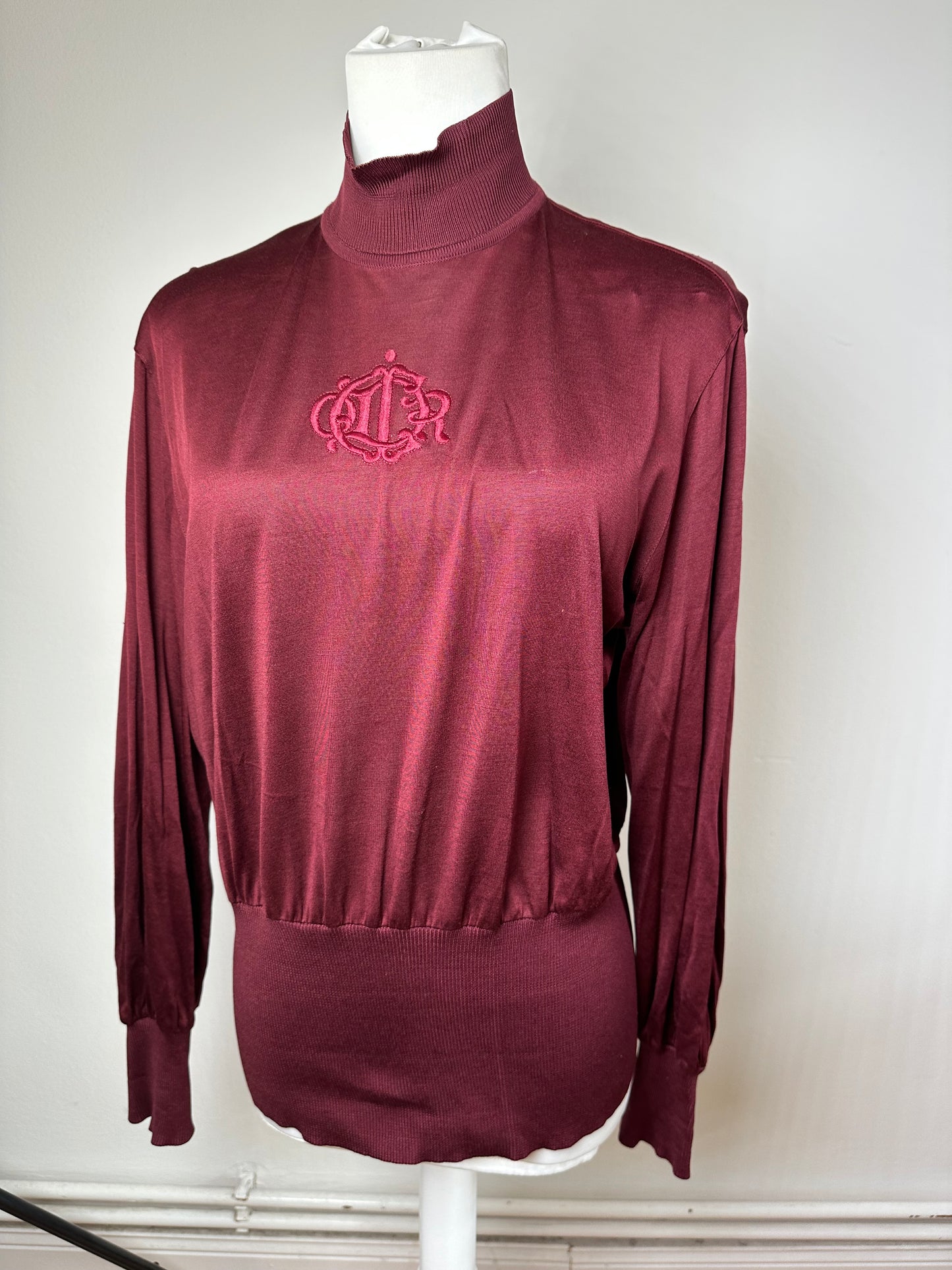 Vintage Dior Silk Turtleneck Sweater Y2K Burgundy