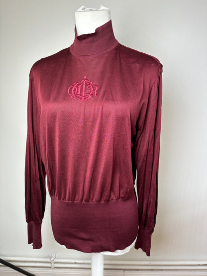 Vintage Dior Silk Turtleneck Sweater Y2K Burgundy