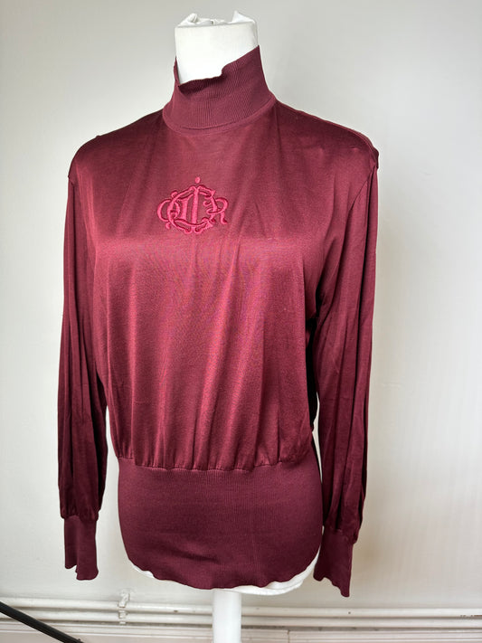 Vintage Dior Silk Turtleneck Sweater Y2K Burgundy