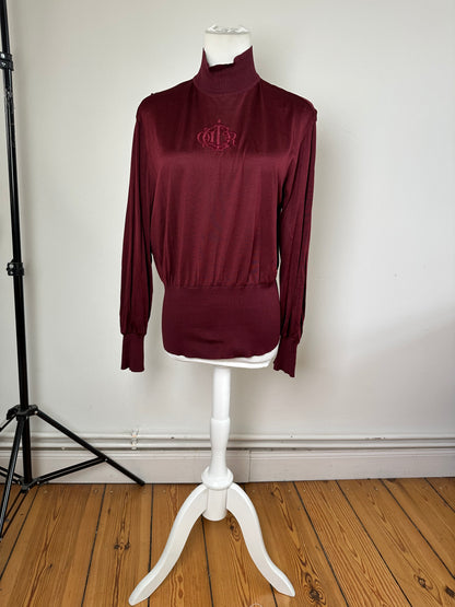 Vintage Dior Silk Turtleneck Sweater Y2K Burgundy