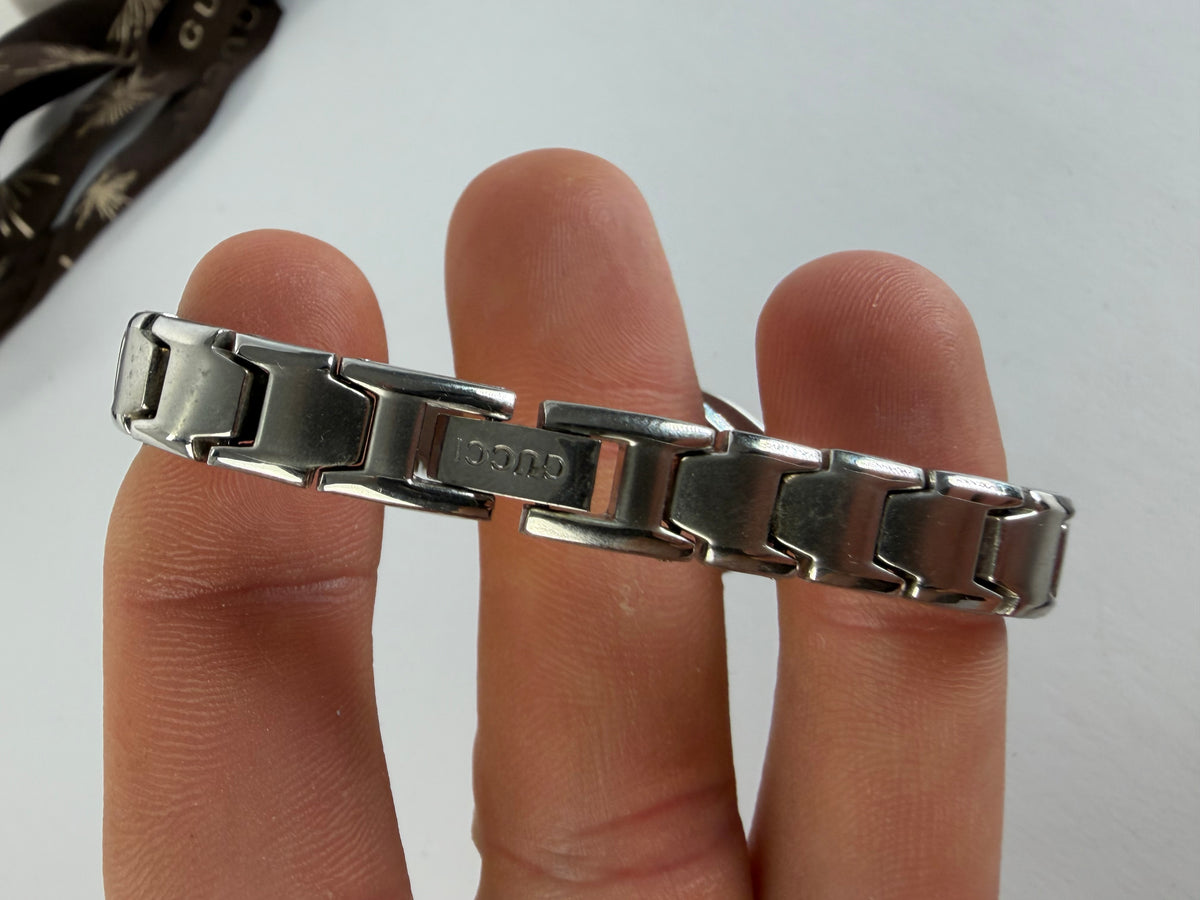 Vintage Gucci Stainless Steel Quartz Bracelet Watch Early 2000s Silver Rose Gold