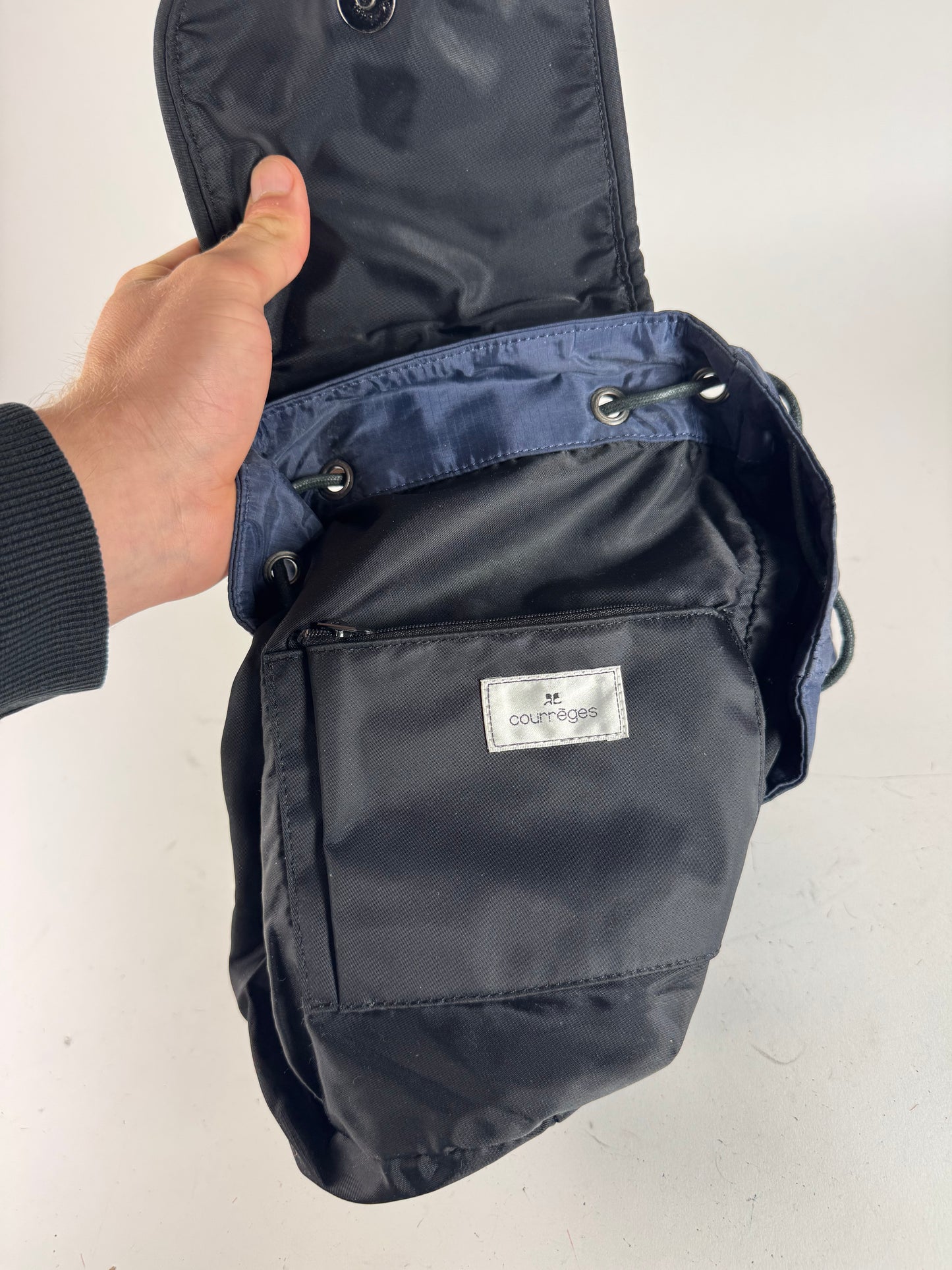 Vintage Courreges Polyester Backpack Navy Black