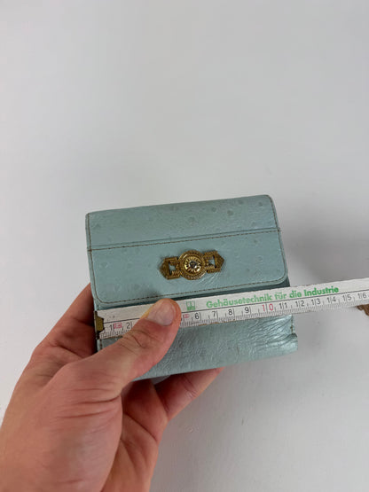 Vintage Gianni Versace Ostrich Leather Wallet light Blue