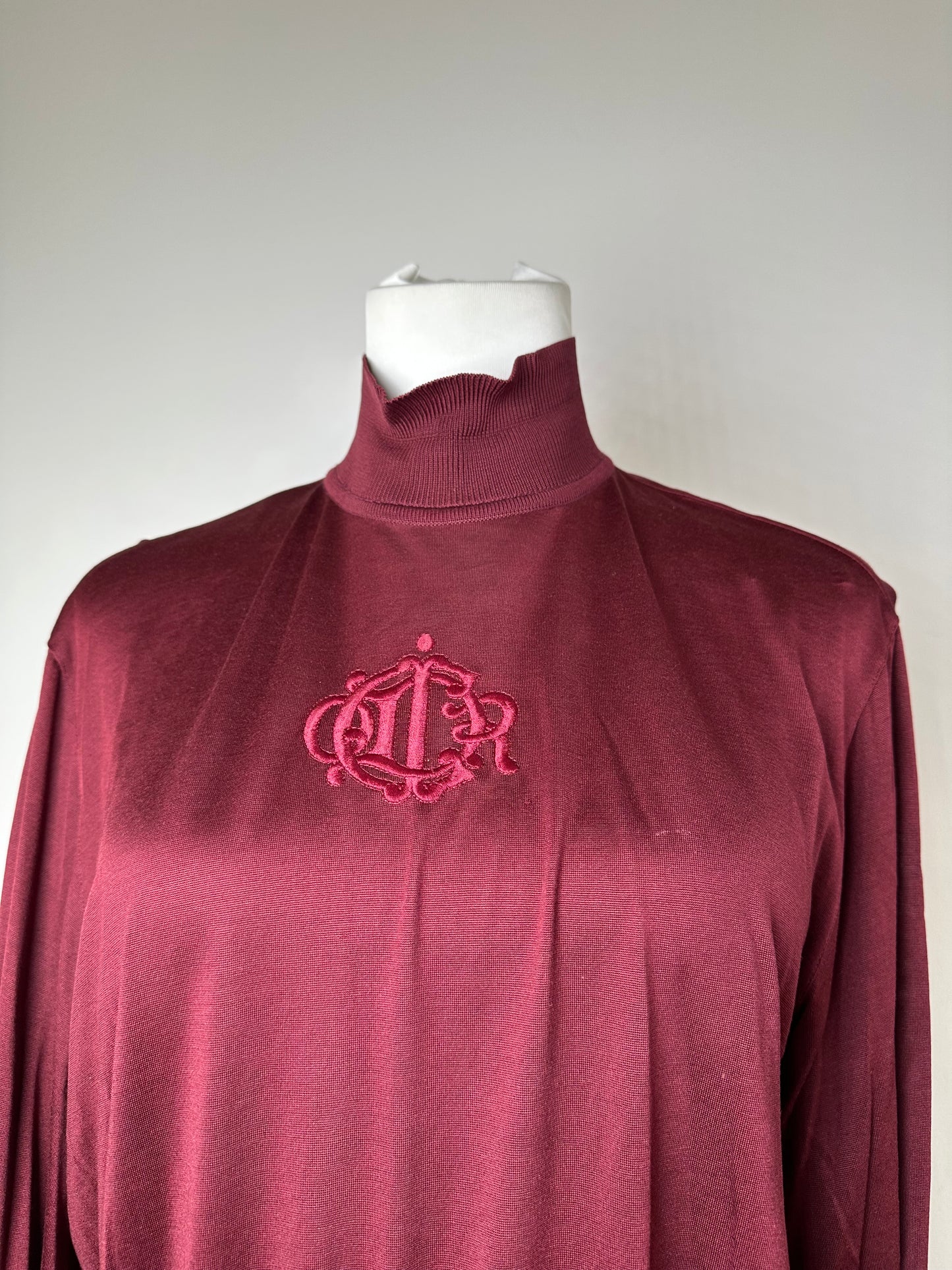Vintage Dior Silk Turtleneck Sweater Y2K Burgundy