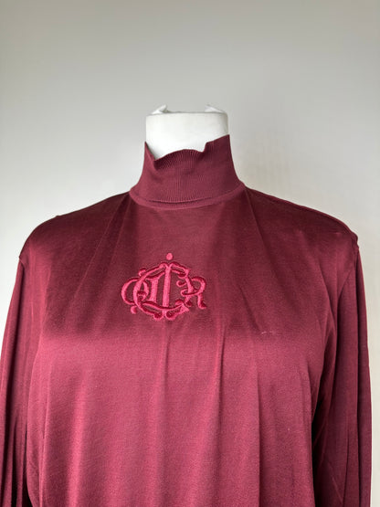 Vintage Dior Silk Turtleneck Sweater Y2K Burgundy
