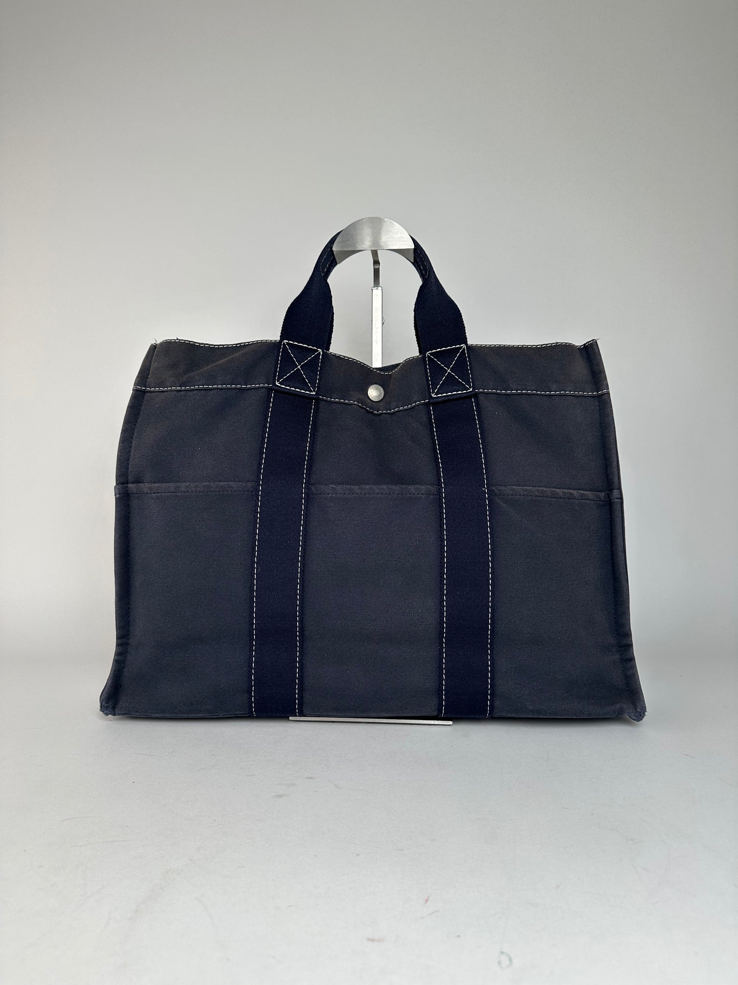 Vintage Hermes Canvas Tote Bag Navy