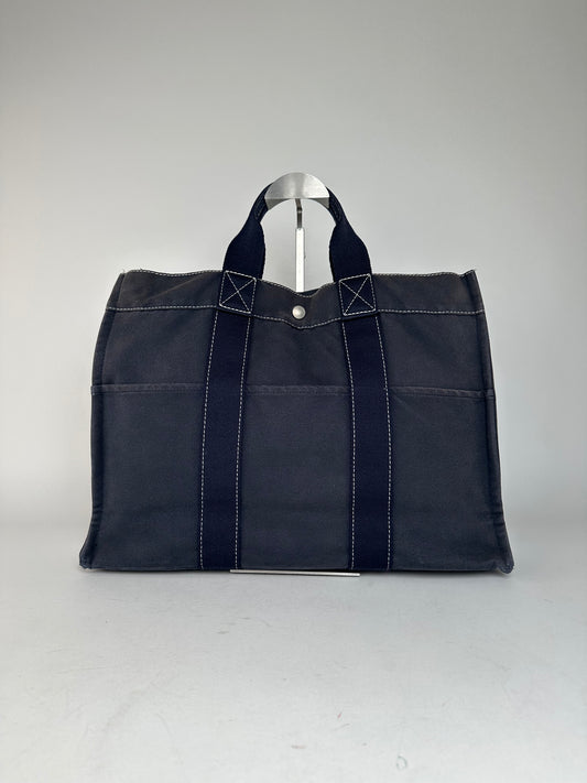 Vintage Hermes Canvas Tote Bag Navy