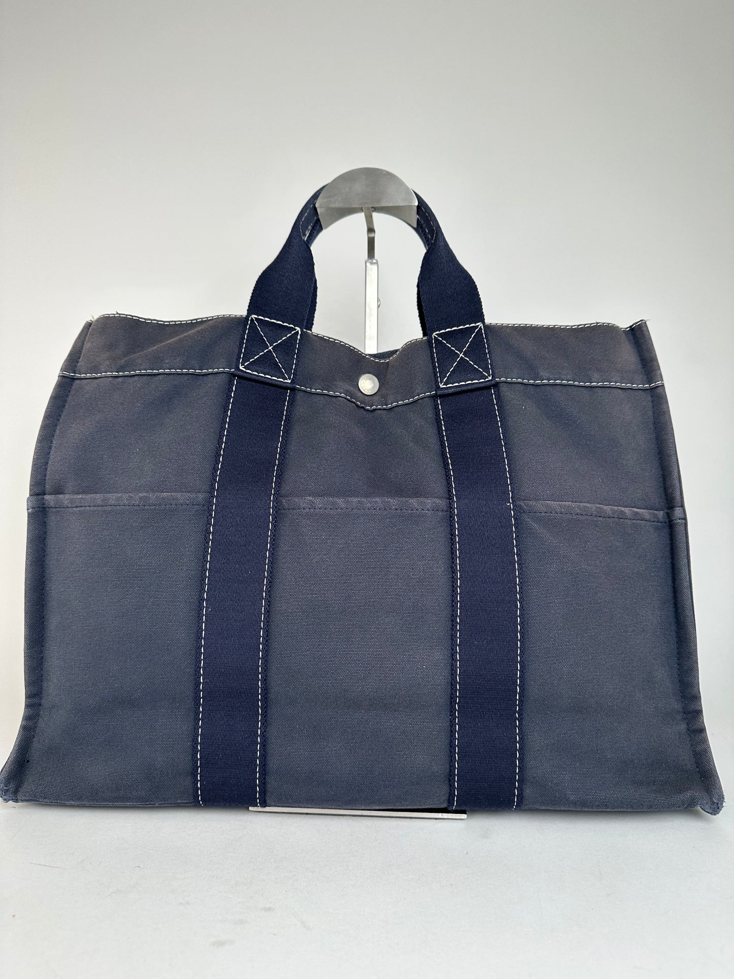 Vintage Hermes Canvas Tote Bag Navy