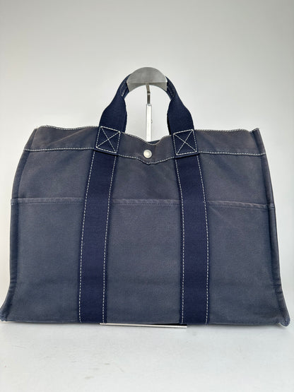 Vintage Hermes Canvas Tote Bag Navy