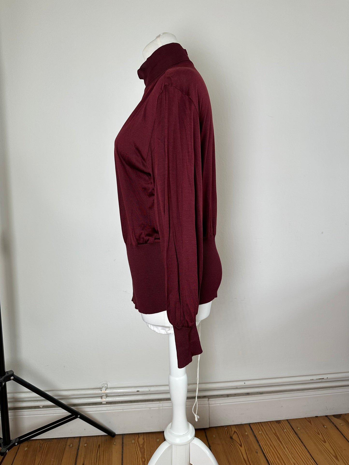 Vintage Dior Silk Turtleneck Sweater Y2K Burgundy