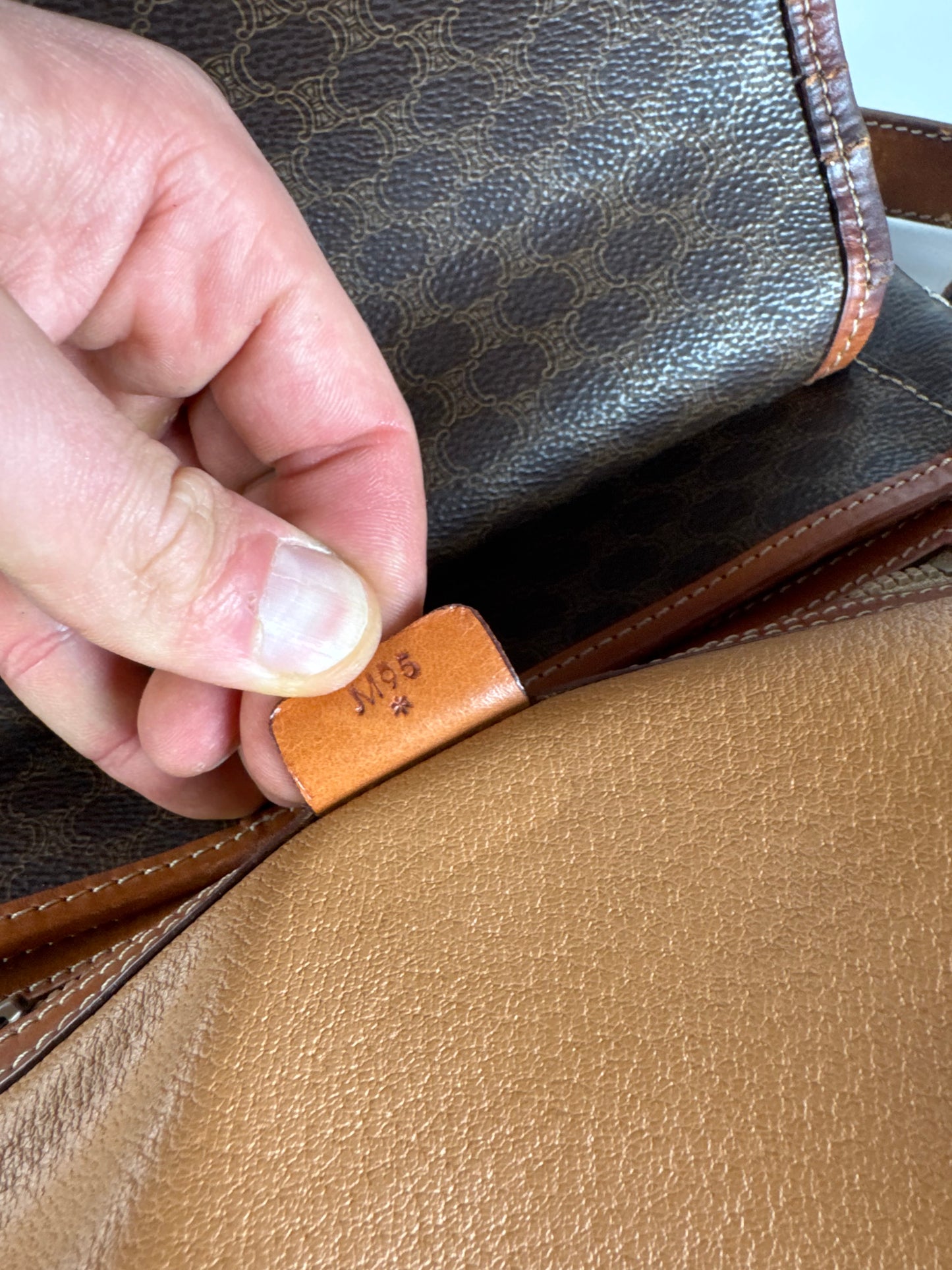 Vintage Celine Paris Triomphe Monogram Shoulder / Crossbody Bag Brown