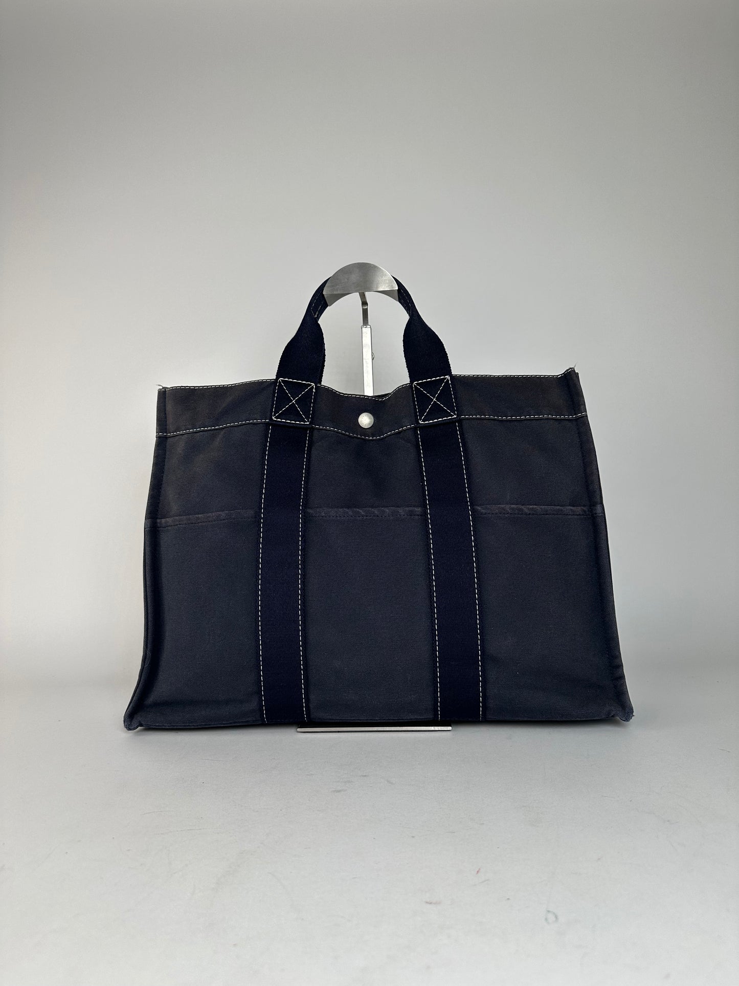 Vintage Hermes Canvas Tote Bag Navy