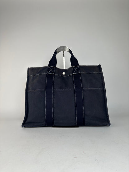 Vintage Hermes Canvas Tote Bag Navy