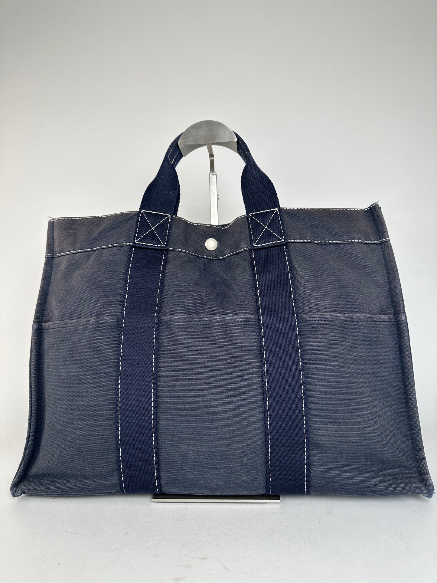 Vintage Hermes Canvas Tote Bag Navy