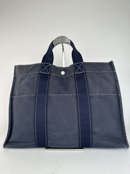 Vintage Hermes Canvas Tote Bag Navy