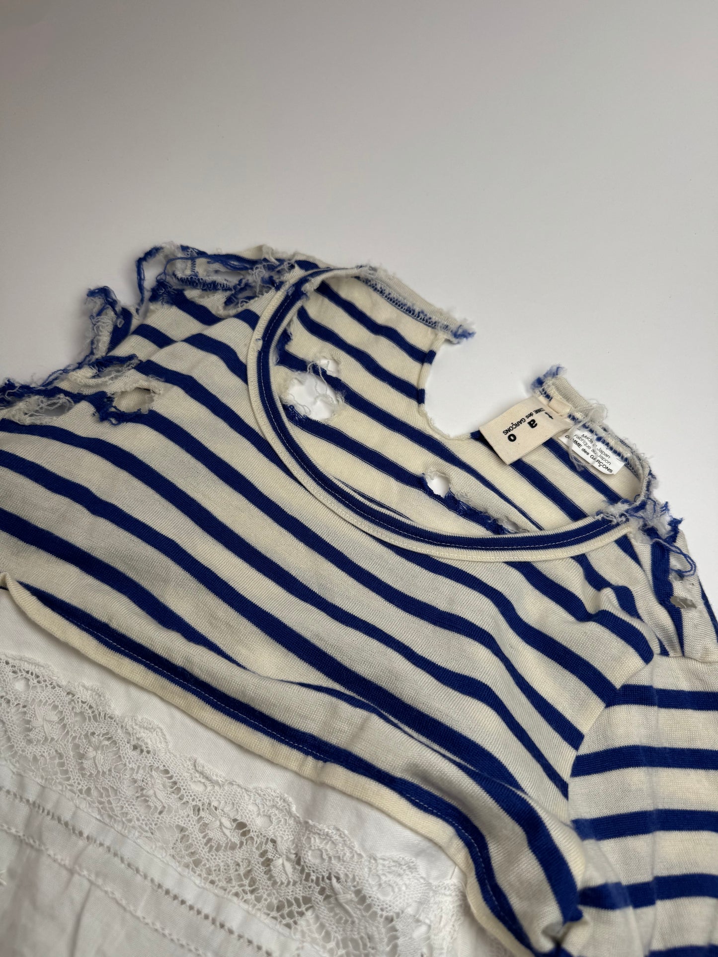 Vintage Comme Des Garcos Avantgarde Striped Top Navy White M
