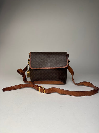 Vintage Celine Paris Triomphe Monogram Shoulder / Crossbody Bag Brown