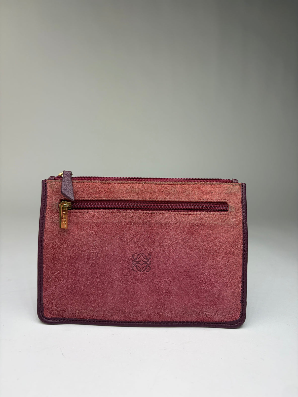 Vintage Loewe Zip-Around Wallet c. Late 1990s Burgundy Pink